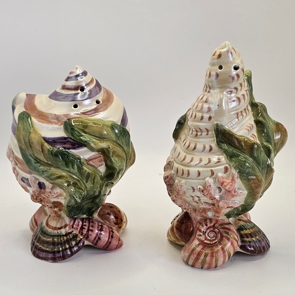 VTG Fitz & Floyd Classics Seashell Salt & Pepper Shakers Nautical Coastal Decor